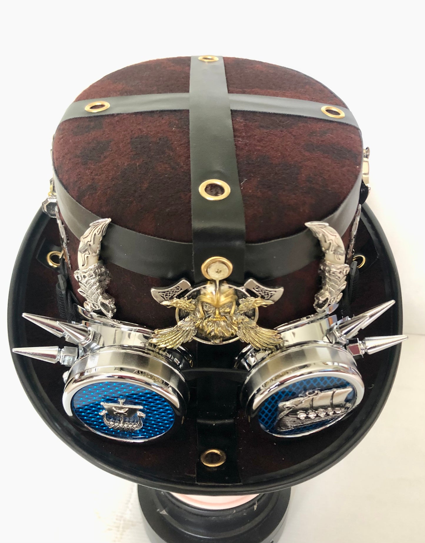 Steampunk Style (Viking Theme) Hat with Goggles (Item #488)