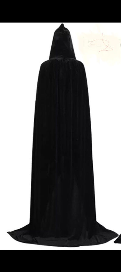 Black Velvet Hooded Cloak