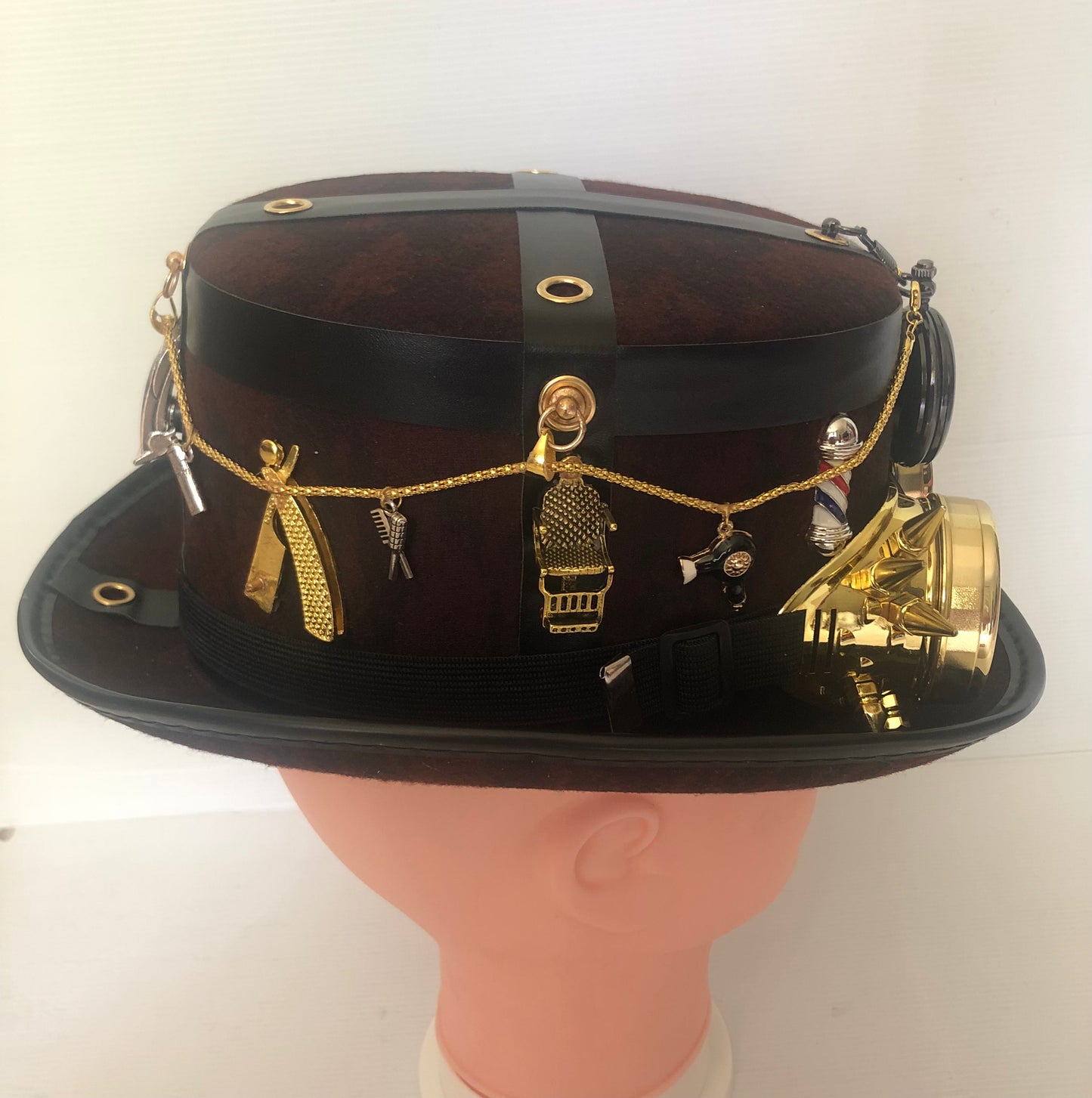 Steampunk Style Hat (Barber Shop Theme) with Goggles (Item #424)