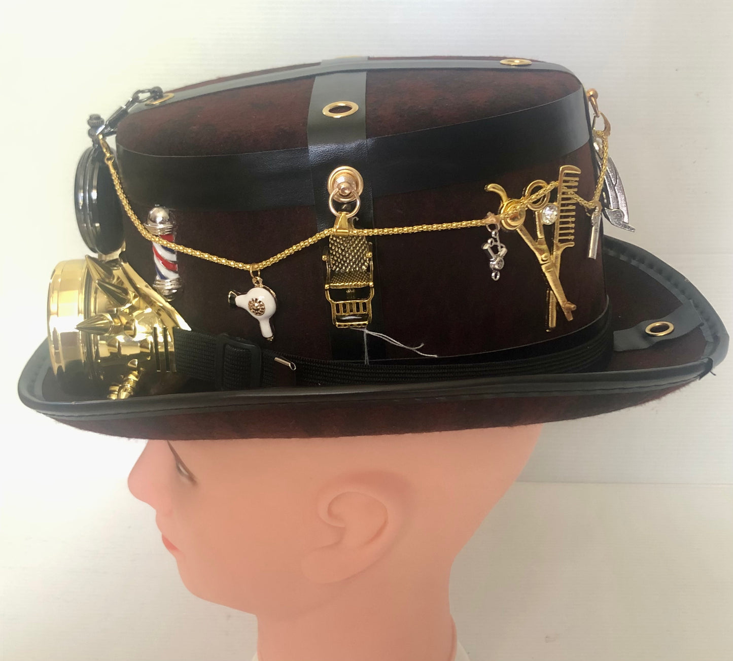 Steampunk Style Hat (Barber Shop Theme) with Goggles (Item #424)
