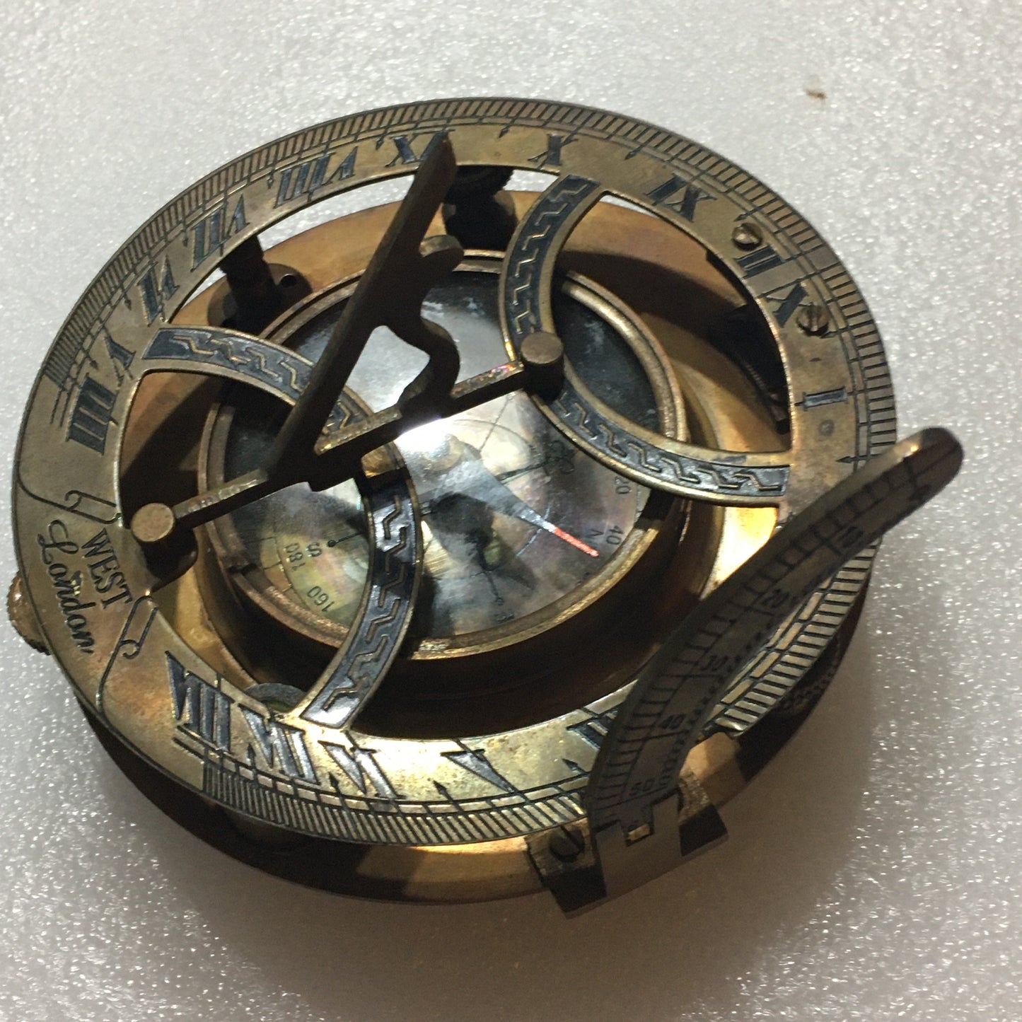 Solid Brass 4” Sundial Compass in antique brass color