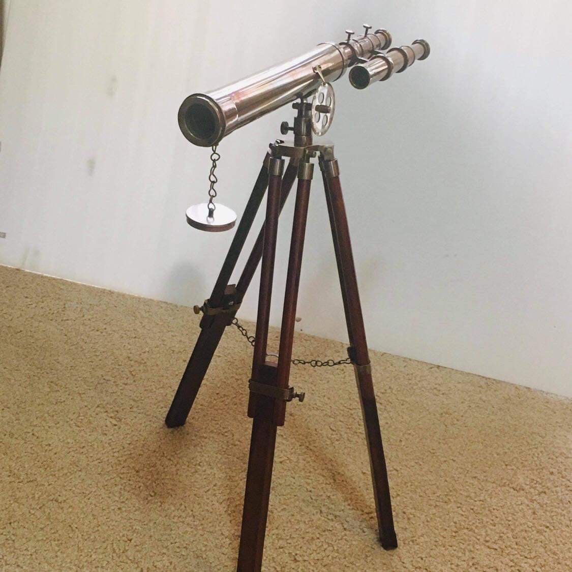 Nautical Telescope 18 "solid brass on wooden tripod