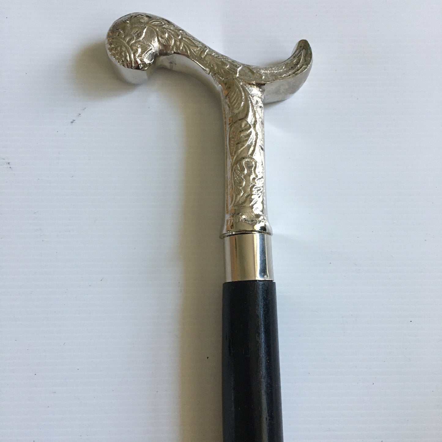 Walking Stick with Solid Brass( deer antler pattern )Handle on Brown inlaid stick