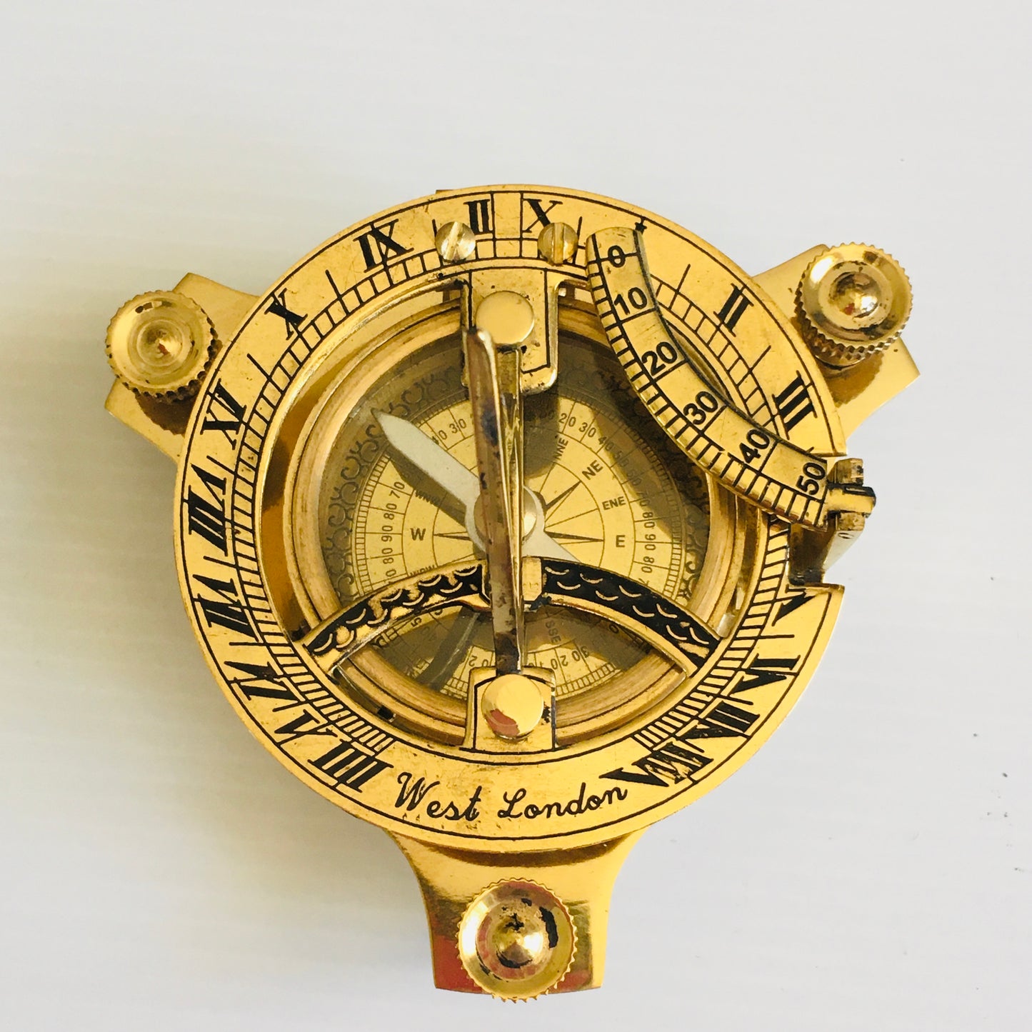 3” Solid Brass Sundial Compass 3inch with lovely wooden display box