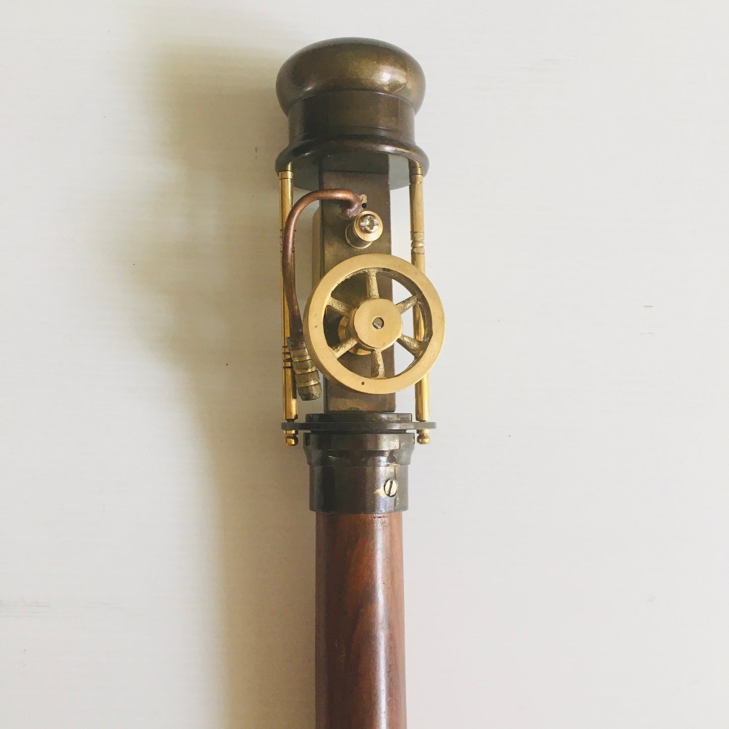 Walking Stick with steam engine handle on brown stick