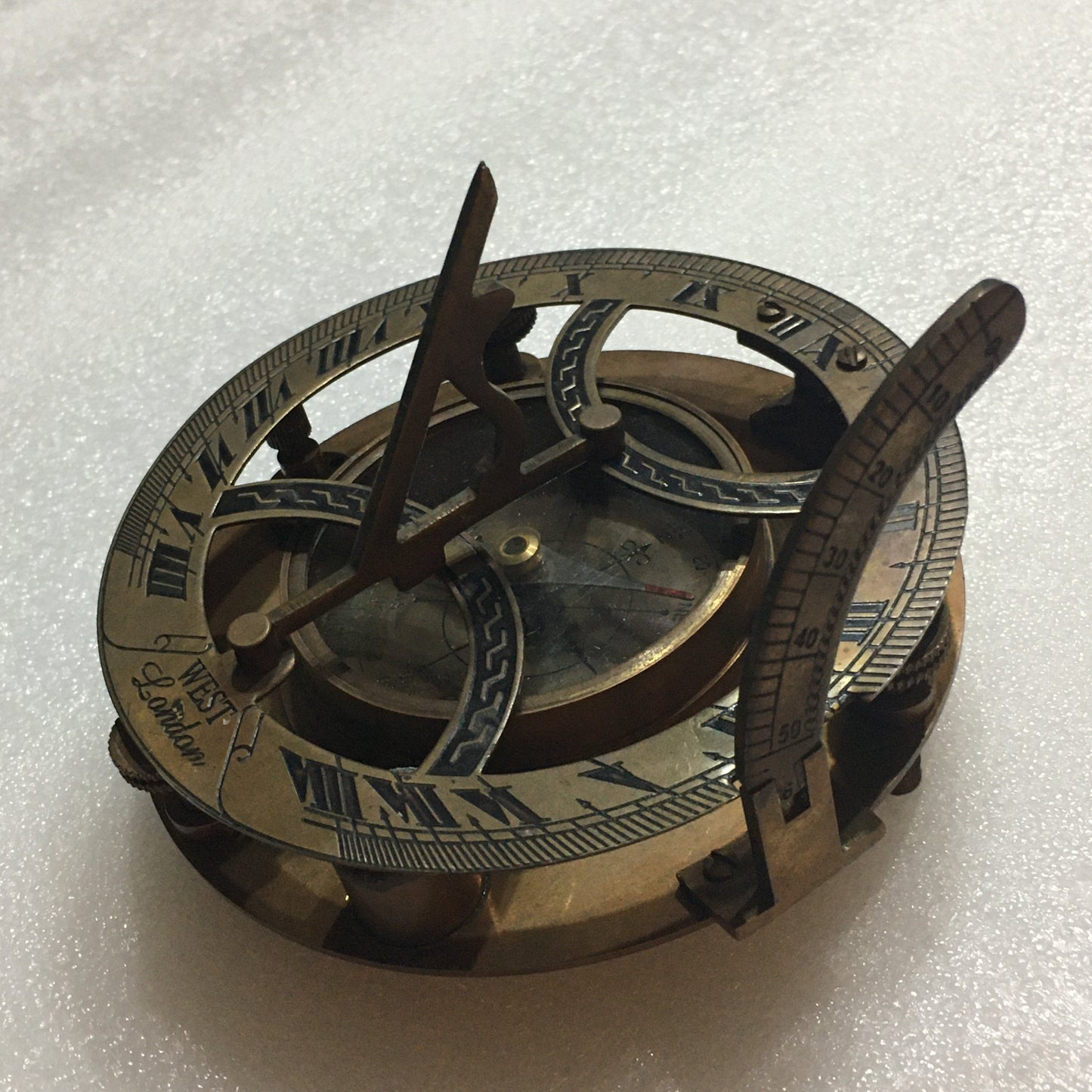 Solid Brass 4” Sundial Compass in antique brass color