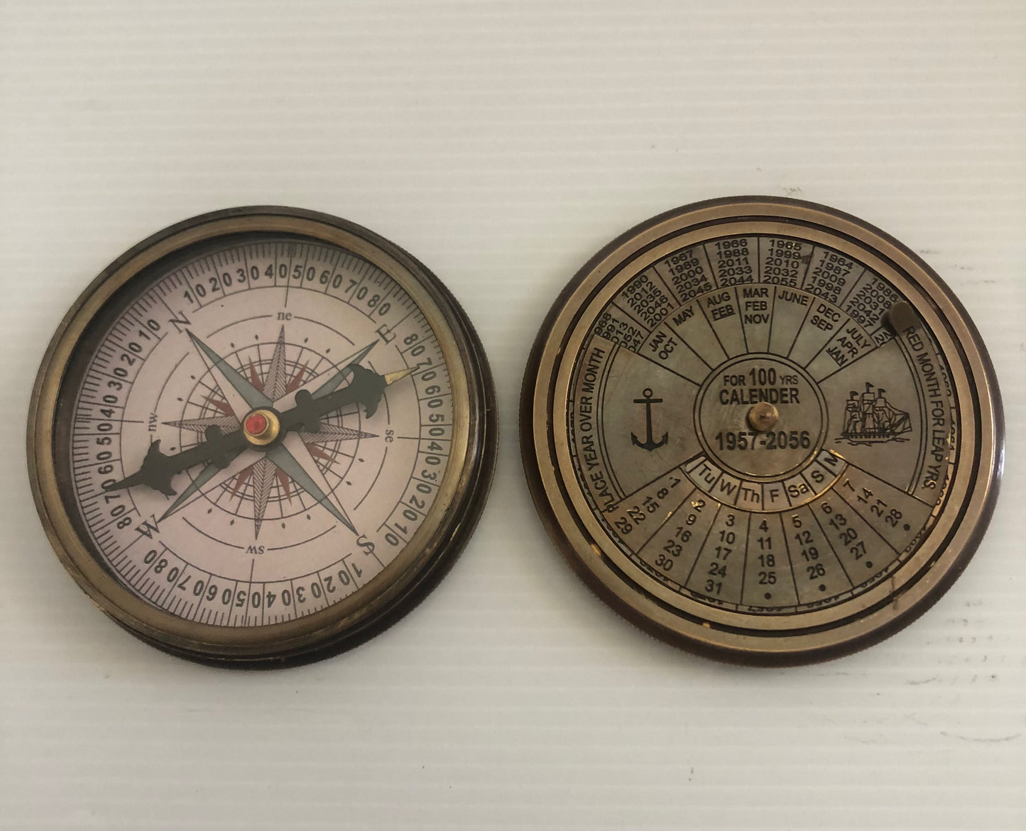 New Solid brass Compass with 100 year calendar