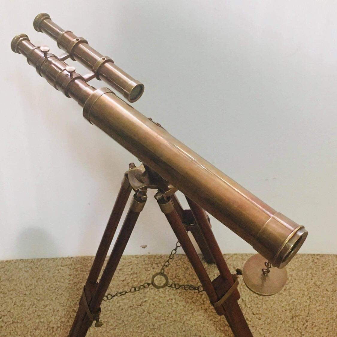 Nautical Telescope 18 "solid brass on wooden tripod