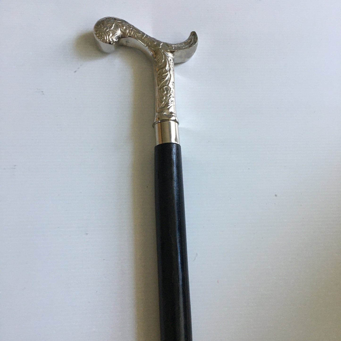 Walking Stick with Solid Brass( deer antler pattern )Handle on Brown inlaid stick