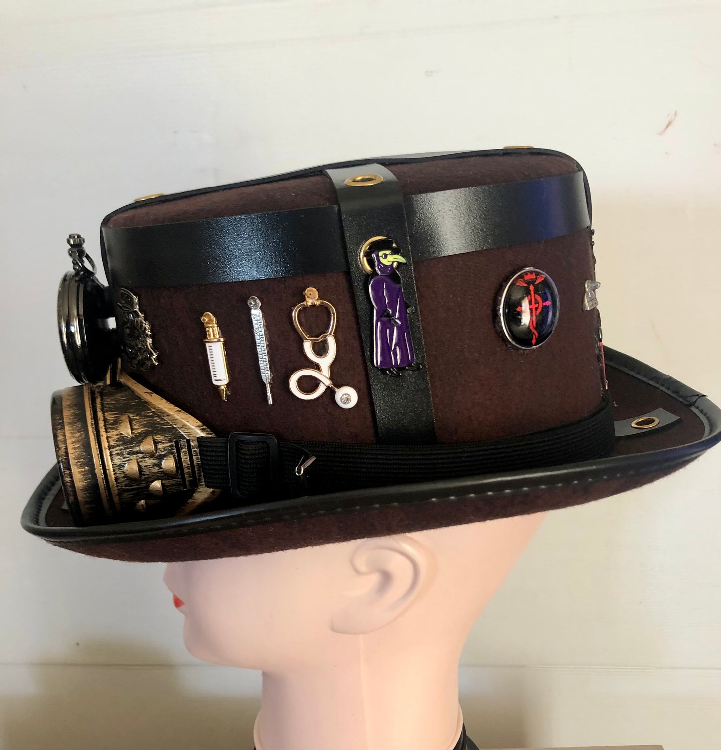 Steampunk Style Hat (Plague Dr. Theme) with Goggles (Item #412)