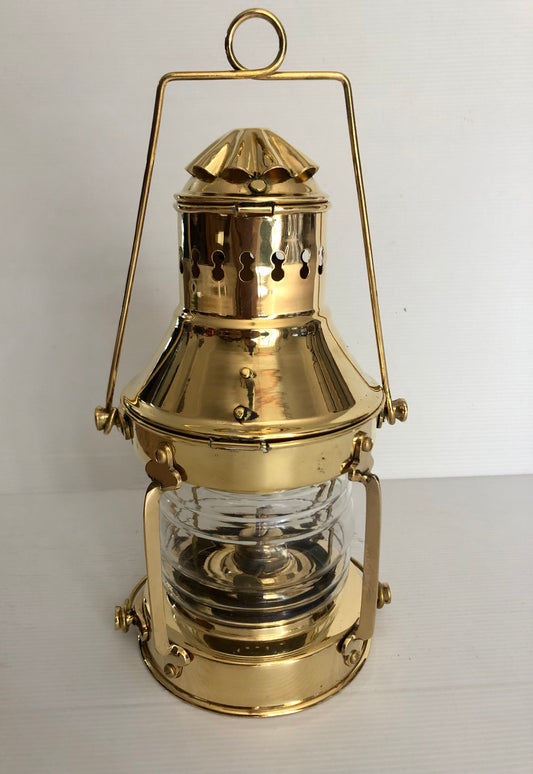 11” Shiny Solid Brass Lantern  (Kerosene)
