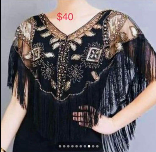Glitter Tassel Shawl Elegant Sequin (For Evening Dresses Wedding Party music festival)