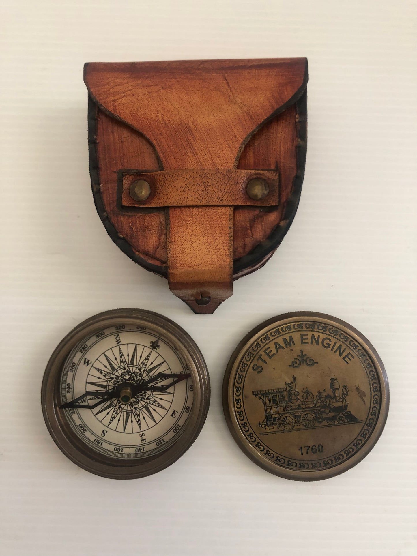 Steam Engine Compass with Pouch
