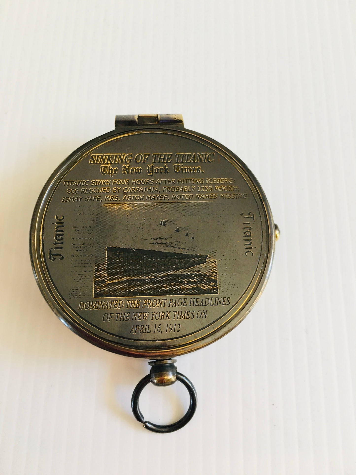 Compass 2 " Solid Brass with flip top lid  Titanic 1912 Remembrance item