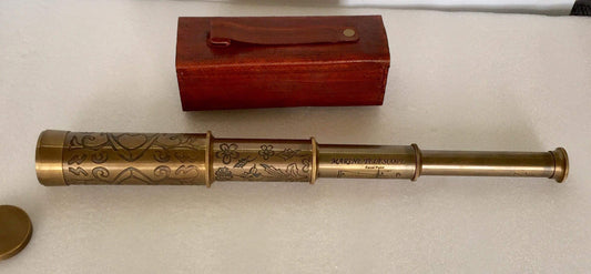 Nautical Telescope 20" Solid Brass with leather box.