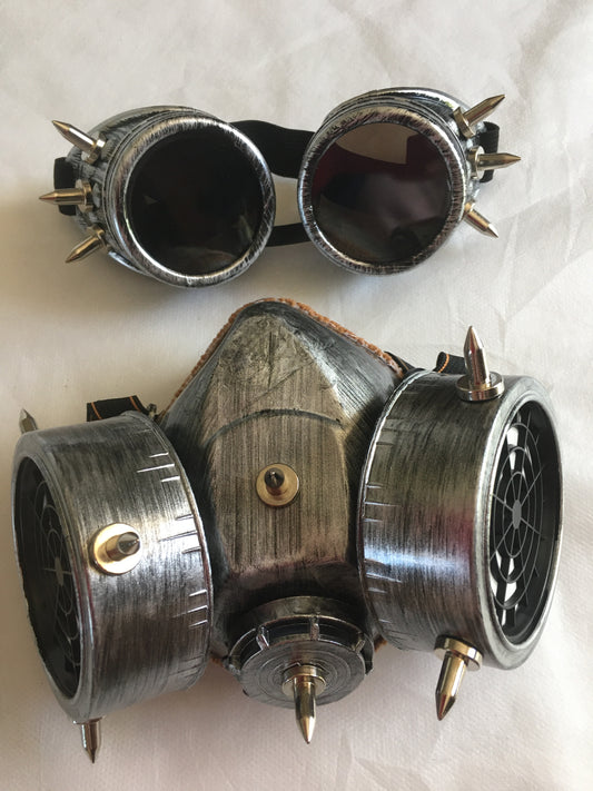 Steampunk goggles (MK028-Old Silver)