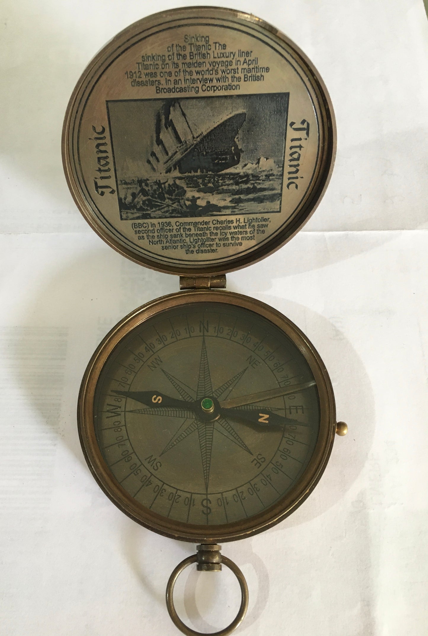 Solid Brass Compass 3 "  Commemorating the Sinking of the Titanic