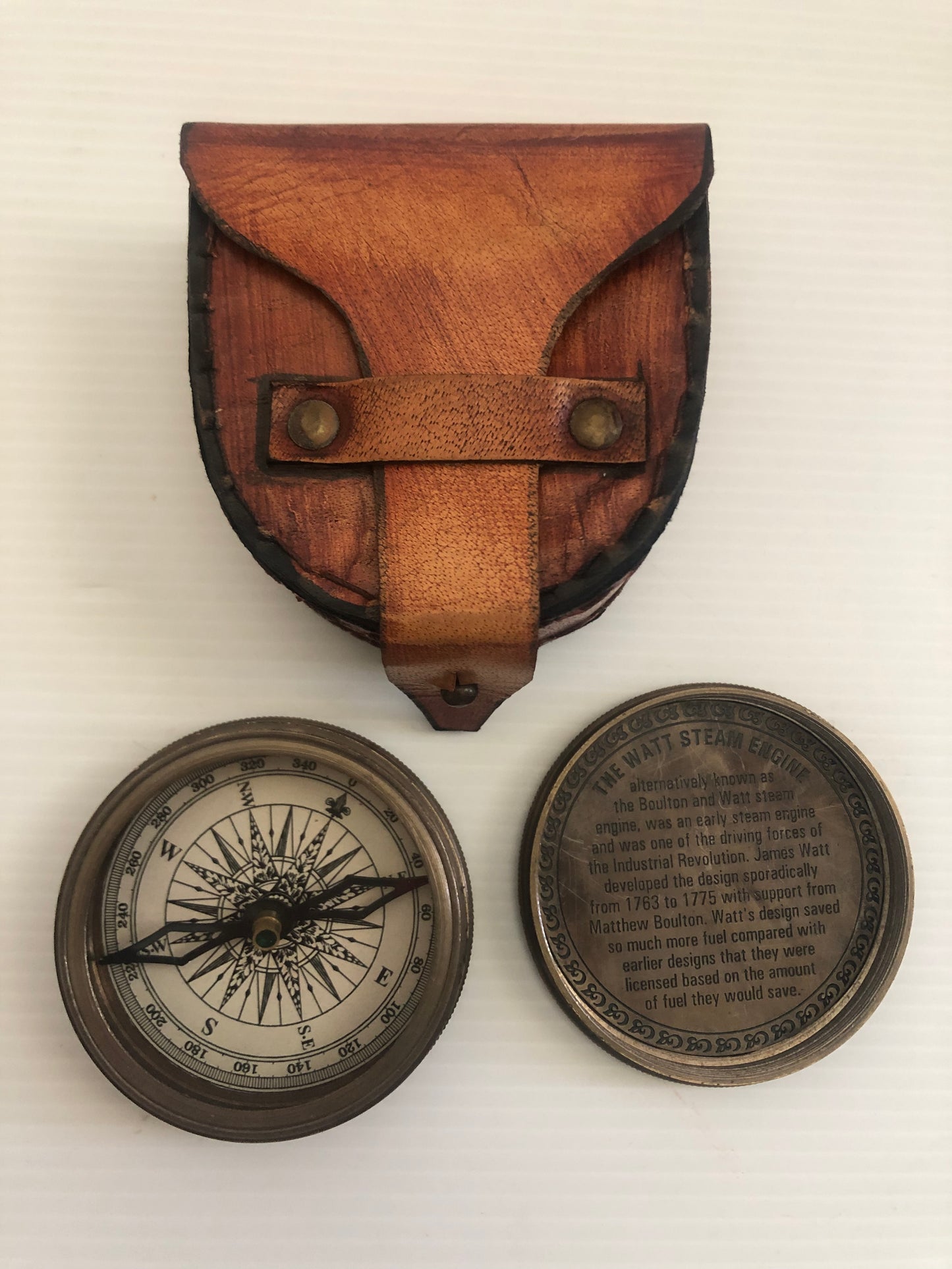 Steam Engine Compass with Pouch