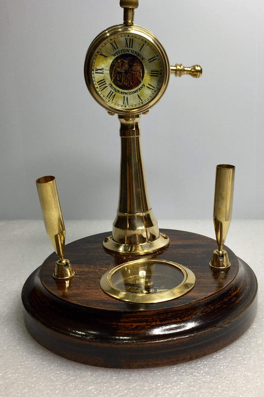 Lovely Nautical Desk ornament with ships Telegraph, pen holders, clock and compass