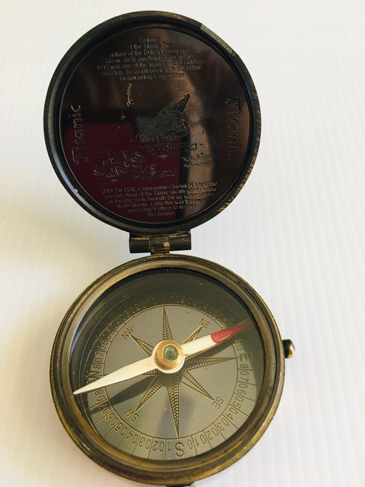 Compass 2 " Solid Brass with flip top lid  Titanic 1912 Remembrance item